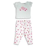 B.T. Kids - Infant Baby Girls Short Sleeved Cotton Pajama Set, White, Fuschia