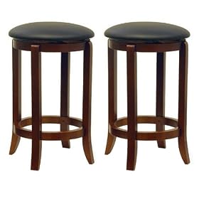 Set of 2 Faux Leather Swivel 24 Stool, Assembled by Winsome Wood
