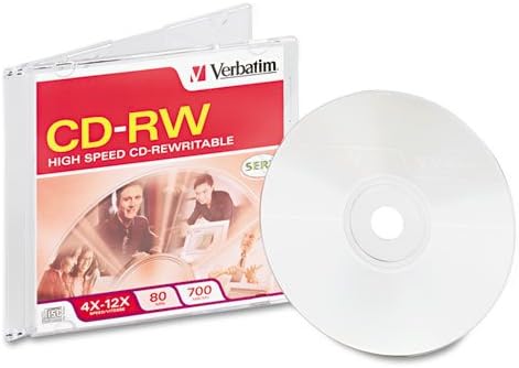 Verbatim CD-RW Disc, 700MB/80min, 4x-12x, w/Slim Jewel Case, Silver