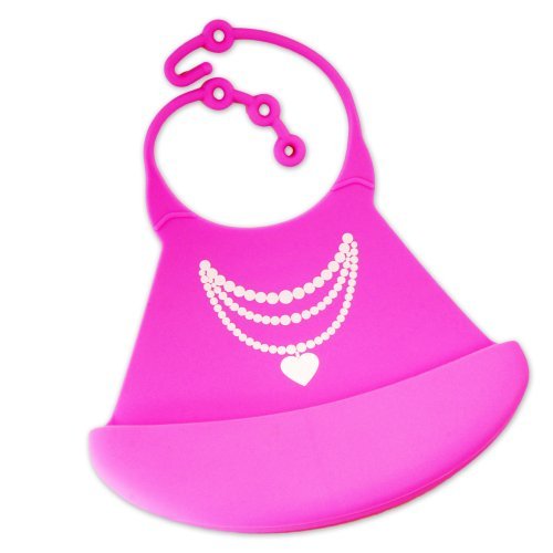 Cute Baby Bibs - Silicone with Crumb Catcher - Little Princess in Pink