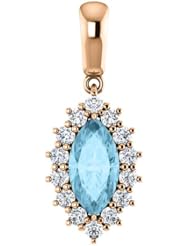 18K Rose Gold 10.00x5.00mm Marquise Cut Aquamarine and Diamond Pendant -- LIFETIME WARRANTY