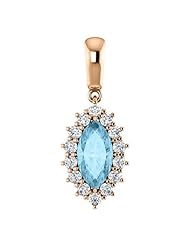 10K Rose Gold 10.00x5.00mm Marquise Cut Aquamarine and Diamond Pendant -- LIFETIME WARRANTY