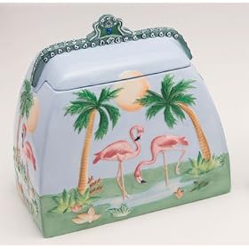 Porcelain Flamingo Cookie jar by VGFLMG