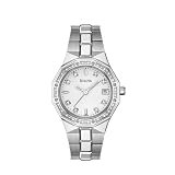 Bulova Ladies Diamond Accented Case Bracelet White Dial Watch #96R118 by Bulova
