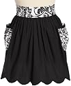 DII Floral Hostess Apron with Scallop Edge Half, Black and White