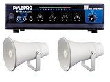 Pyle Hot Amplifier / Speaker Package for Home / Office / Schools / Public - - PT110 80W AC / DC MICROPHONE PA Mono Amplifier With 70V Output + Pair of PHSP15TA 8.2 &acute; Indoor / Outdoor 70 Volt PA Horn Speaker. - B003B43EN2