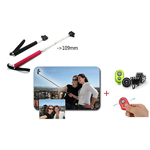 Selfie Stick, Easy To Sync, Extendable Black Self-Portrait Monopod With Bluetooth Remote Shutter Button These Selfie Sticks Fits Iphone & Samsung Cell Phone, Bonus Remote Attachment