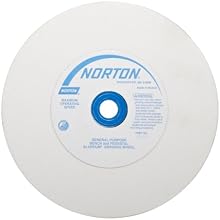 Norton Premium White Alundum Bench and Pedestal Grinding Wheel, Type 01, Round Hole, Aluminum Oxide
