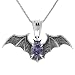 Sterling Silver Oval-cut Created Amethyst Bat Necklace