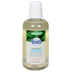 Tom's of Maine Natural Anticavity Fluoride Mouthwash, Spearmint, 16-Ounce Bottle