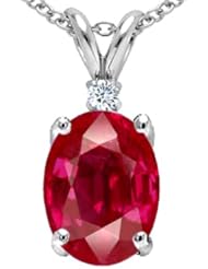 Tommaso Design (tm) Created Ruby and Genuine Diamond Pendant in 14 kt White Gold