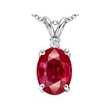 1.52 cttw 14k White Gold Lab Created Ruby and Genuine Diamond Pendant in 14k White Gold