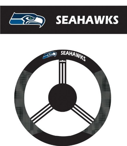 Seattle Seahawks Steering Wheel Cover (Poly-Suede)
