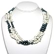 HinsonGayle Triple Strand Black Cultured Pearl and Howlite Torsade Necklace