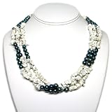 HinsonGayle Triple Strand Black Cultured Pearl and Howlite Torsade Necklace