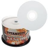 Titanium DVD+R 8x 4.7Gb FullFace Printable 50 Cake Box White