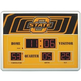 Oklahoma State Cowboys NCAA Scoreboard Clock and Thermometer (14x19)