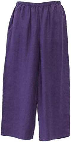 Flax Women's Wide Leg Linen Floods Pant Amethyst (2X / 2G (22-26), Amethyst)