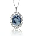 Sterling Silver Guardian Angel Cameo Diamond Accent Pendant with Chain