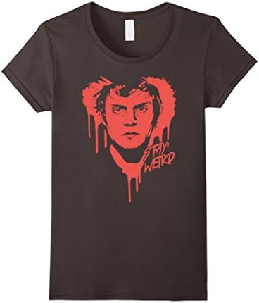 Women's Official Evan Peters "Stay Weird" Tshirt Small Asphalt