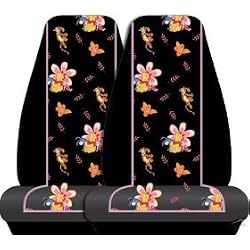 A Set of 2 Official Licensed Universal Fit Front Bucket Seat Covers - Winnie the Pooh in Paradise with Tigger and Piglet