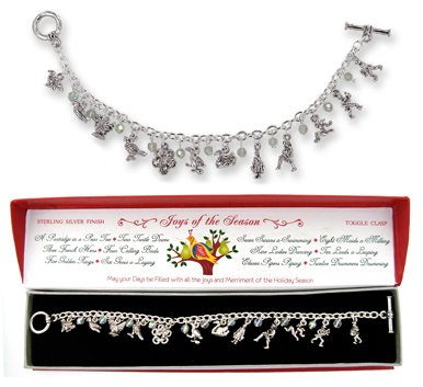 12 Days Of Christmas Charm Bracelet Gift Boxed
