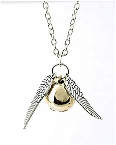 FOrU Golden Snitch Quicksilver Golden Pearl Necklace Hallows Wing Charm Gold Ball Pendant Chain Necklace