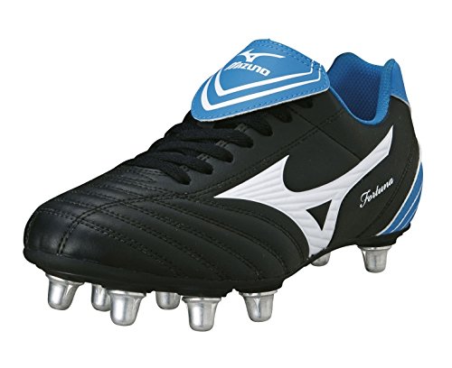 MIZUNO Fortuna 4 SI Men's Rugby Boot, Black/White/Blue, US8