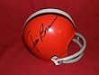 Jim Brown Autographed Cleveland Browns Throwback Riddell Mini Helmet, Proof Photo of Jim Signing for Us.