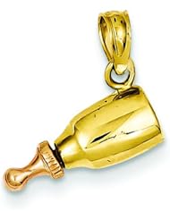 14K Two Tone Gold Baby Bottle Charm Pendant Jewelry