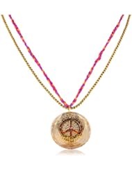 Betsey Johnson "St. Barts" Peace Sign Pendant Necklace, 21"
