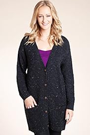 Deep V Neck Nep Textured Boyfriend Cardigan