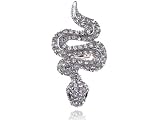 Cool Clear Crystal Rhinestone Black Eye Silver Tone Slithering Snake Sized Ring