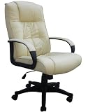 from Home & Leisure Online NEW COW SPLIT LEATHER HIGH BACK OFFICE CHAIR - CREAM