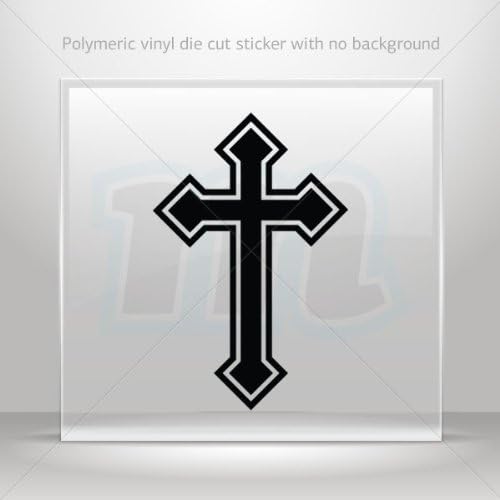 Decals Decal Cross christian symbol trinity Black with Chrome mirror Details Atv Sports 0502 ZK659