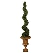 Tea Lead Spiral Faux Topiary in Urn - Green (5')