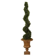 Tea Lead Spiral Faux Topiary in Urn - Green (5')