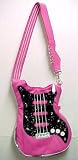 Hot Pink / Black Glitter Leather Guitar Purse Sling Bag