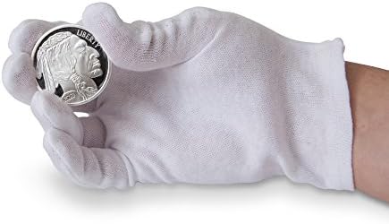 White 100% Cotton Lisle Gloves for Coin, Jewelry, Silver, or Photo Inspection - Perfect for Eczema, Moisturizing Lotion Treatments, and Other Dermatological Uses - Size Small - 12 Pairs (24 Gloves)