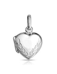 Valentines Day Gifts Bling Jewelry Leaf Engraved Heart Locket Pendant 925 Silver