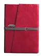 Milano Pocket Journal Diary, Genuine Red Patent Leather, Lined, Leather Wrap Closure, 3x5"