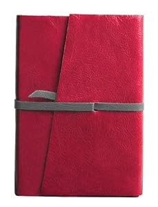 Milano Pocket Journal Diary, Genuine Red Patent Leather, Lined, Leather Wrap Closure, 3x5"