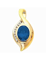 18K Yellow Gold Oval Cut Chatham Created Sapphire Pendant -- LIFETIME WARRANTY