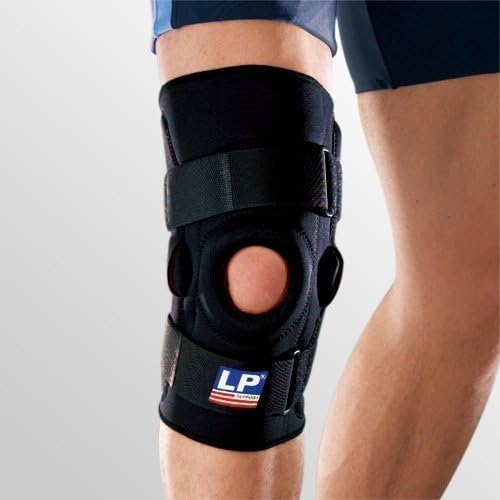 LP Hinged Knee Stabilizer - support &amp; stability for medial &amp; lateral ligaments (Black; Unisex), Medium by LPI