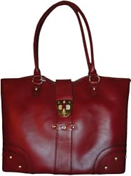 Etienne Aigner Purse Handbag Corner Office Tote Collection Genuine Leather Garnet Red