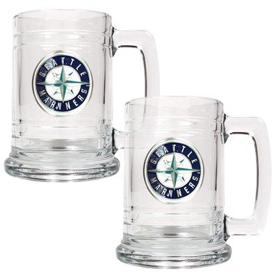 MLB Seattle Mariners 15oz. Glass Tankard (Set of 2)