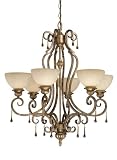 Vaxcel USA VECHU006TZ Versailles 6 Light Chandelier Lighting Fixture in Bronze - Glass