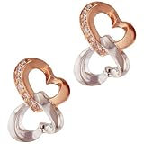 Sterling Silver Two Tone Cz Butterfly Stud Earrings