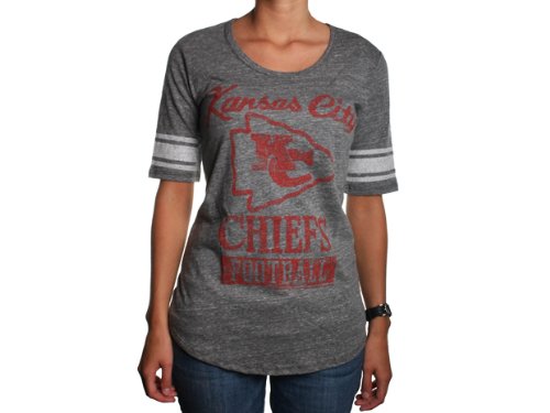Junk Food Clothing Women's Kansas City Chefis Vintage Triblend Short Sleeve Crew,Steel ,XL