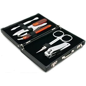 7pc Manicure Set Brief Case Clippers Tweezers Nail Care